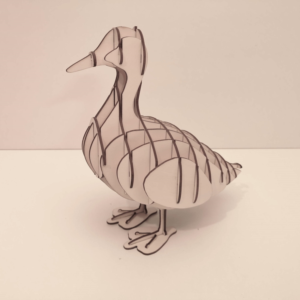 Laser Cut Wooden Duck 3D Puzzle Free Vector