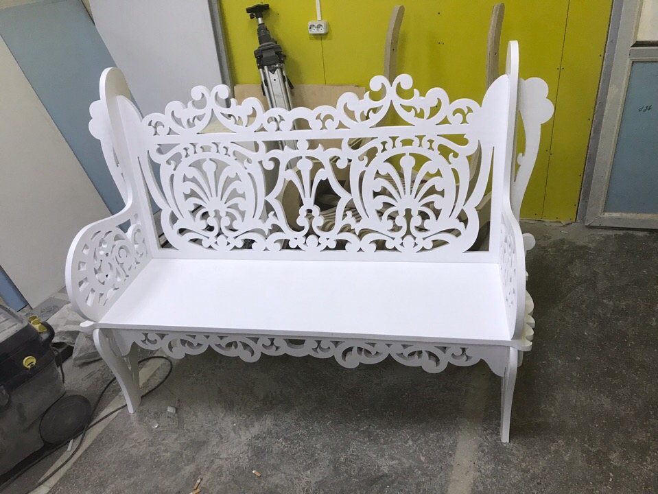 Laser Cut Wooden Decorative Bench 21mm Free Vector