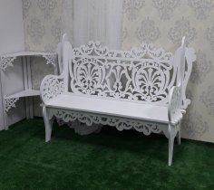 Laser Cut Wooden Decorative Bench 21mm Free Vector