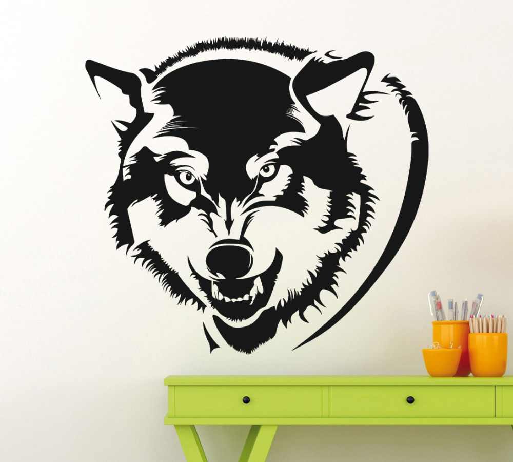 Lasergeschnittene Wolfskopf-Wanddekoration