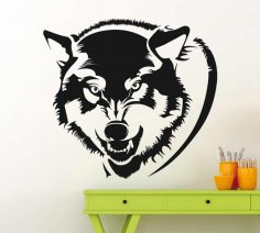 Lasergeschnittene Wolfskopf-Wanddekoration