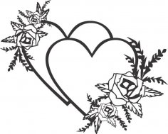 Laser Cut Engrave Two Hearts Valentines Day Decor Free Vector