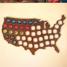 Laser Cut USA Beer Cap Mapa