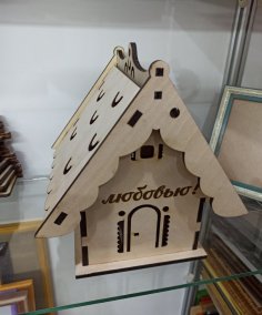 Laserowo wycinany świecznik na tealight w kształcie domu