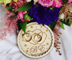 Laser Cut Personalized Wedding Ring Holder Free Vector