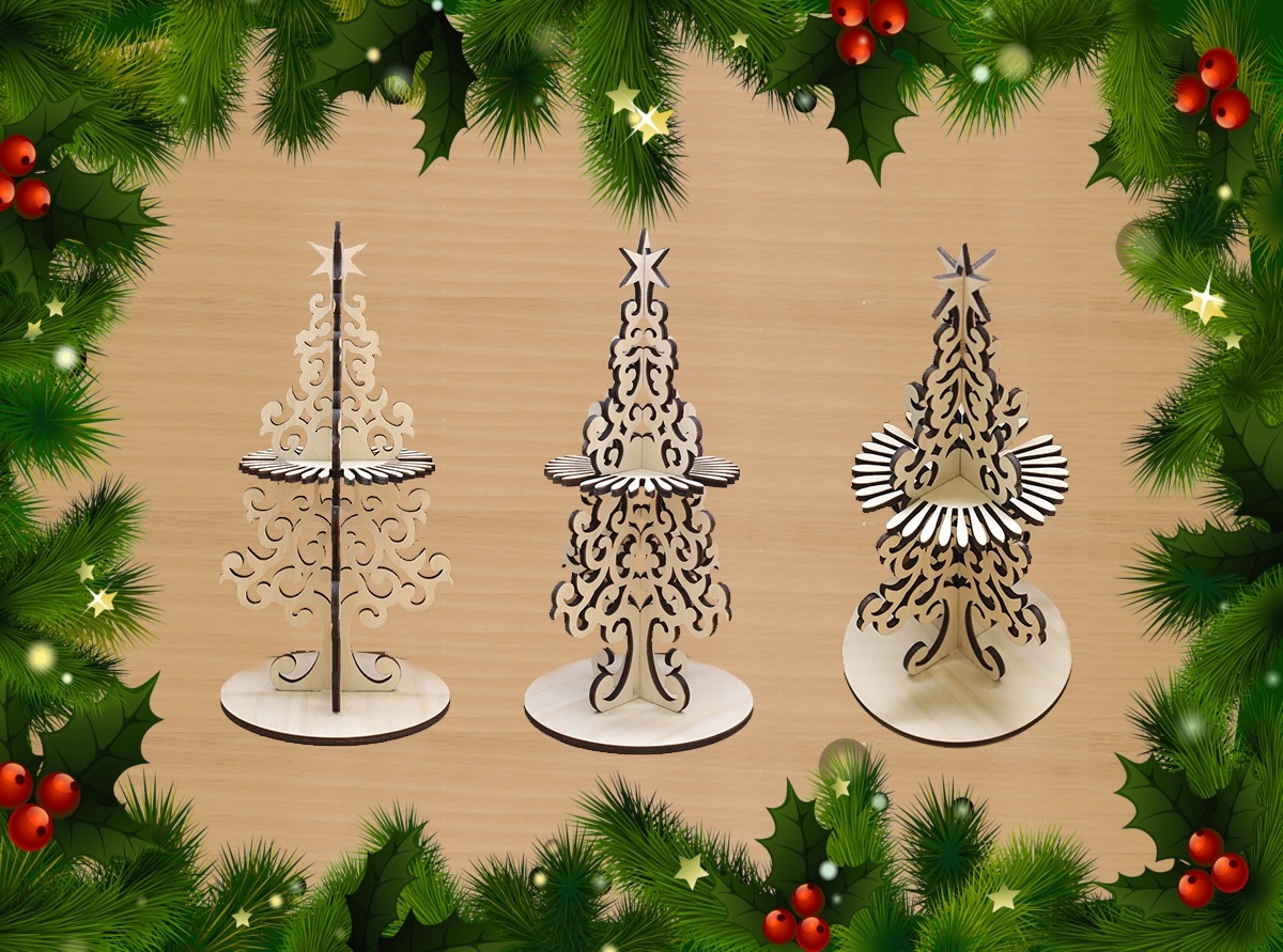 Laser Cut Decorative Christmas Tree Napkin Holder Free Vector