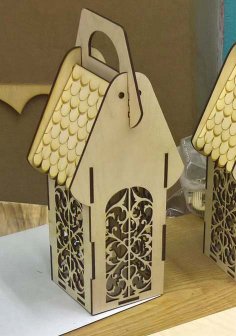 Laser Cut Wooden Box with Handle Free Vector
