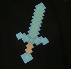 Laser Cut Minecraft Pixel Sword Free Vector