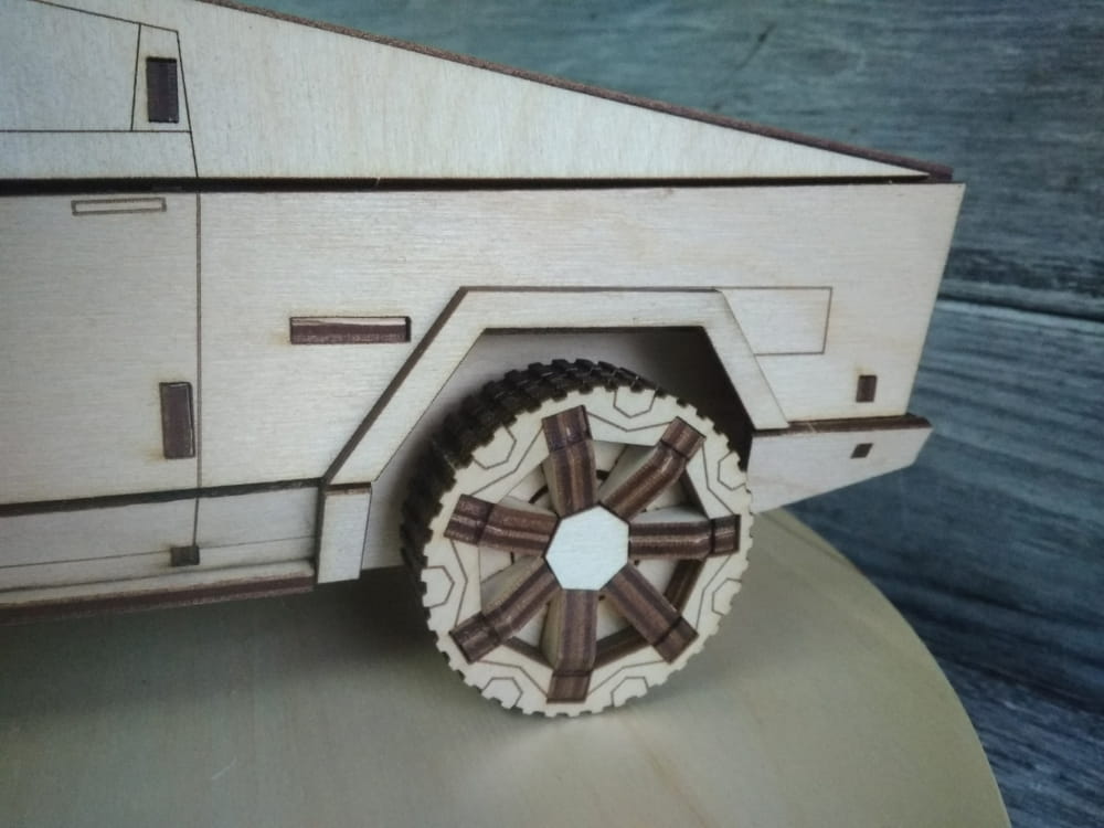 Laser Cut Tesla Cybertruck Wooden Model Free Vector