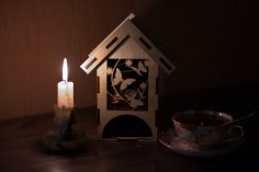 Лазерная резка декоративного чайного домика с бабочками