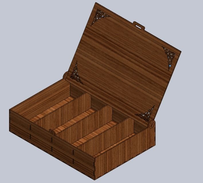 Laser Cut Stylish Wooden Jewelry Box Free Vector