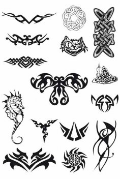 Reihe von Stammes-Tattoos