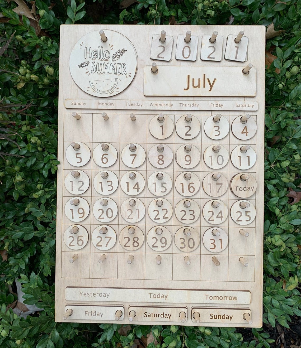 Laser Cut Wooden Calendar Free Vector