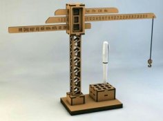 Laser Cut Tower Crane Desk Organizer 4mm Free Vector