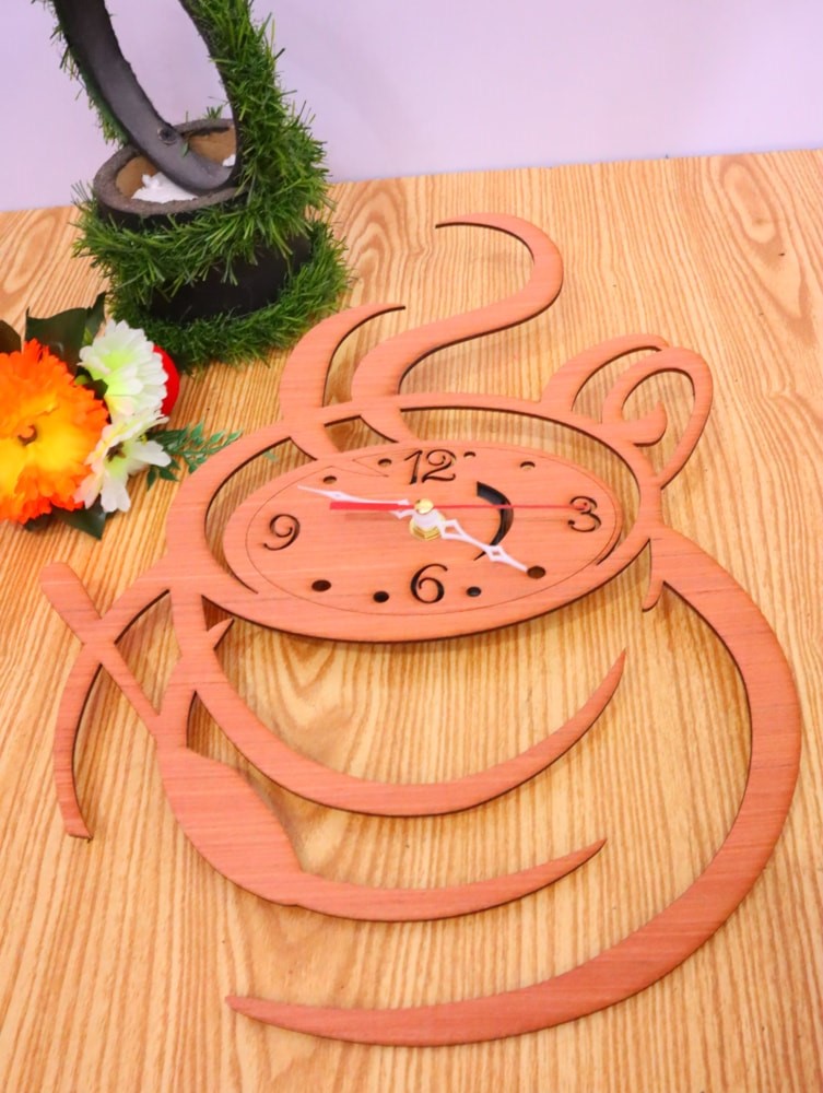 Laser Cut Coffee Wall Clock Kitchen Decor DXF File