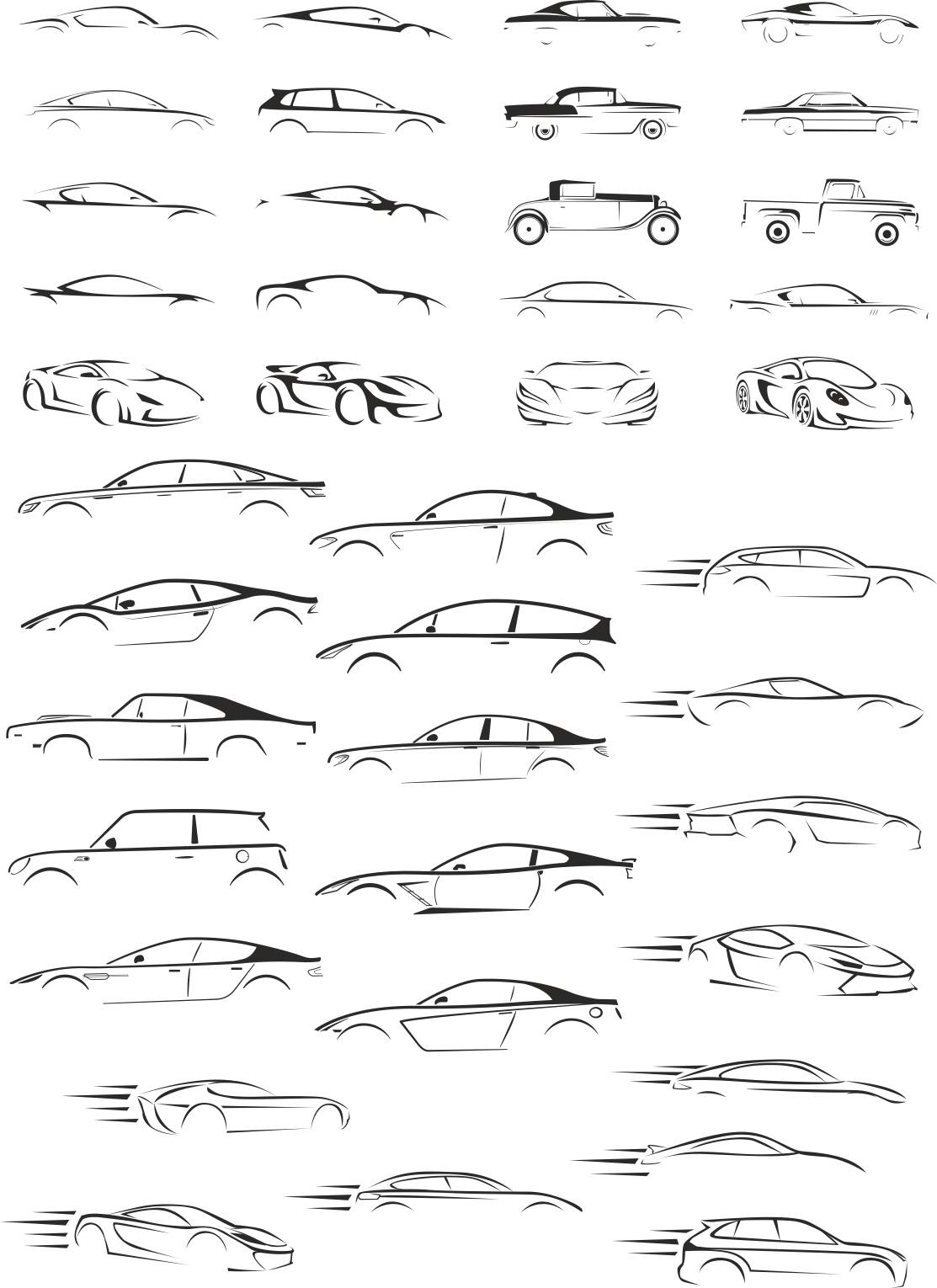 Cars Silhouettes Collection Free Vector cdr Download - 3axis.co