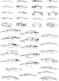 Cars Silhouettes Collection Free Vector