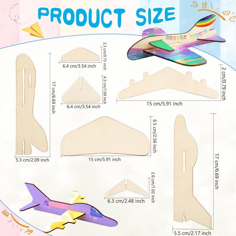 Laser Cut Wooden Craft Airplanes Unfinished Paintable Diy Plane Model For Kids