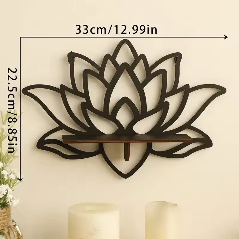 Laser Cut Floating Wall Shelf Lotus Display Aesthetic Room Ornaments