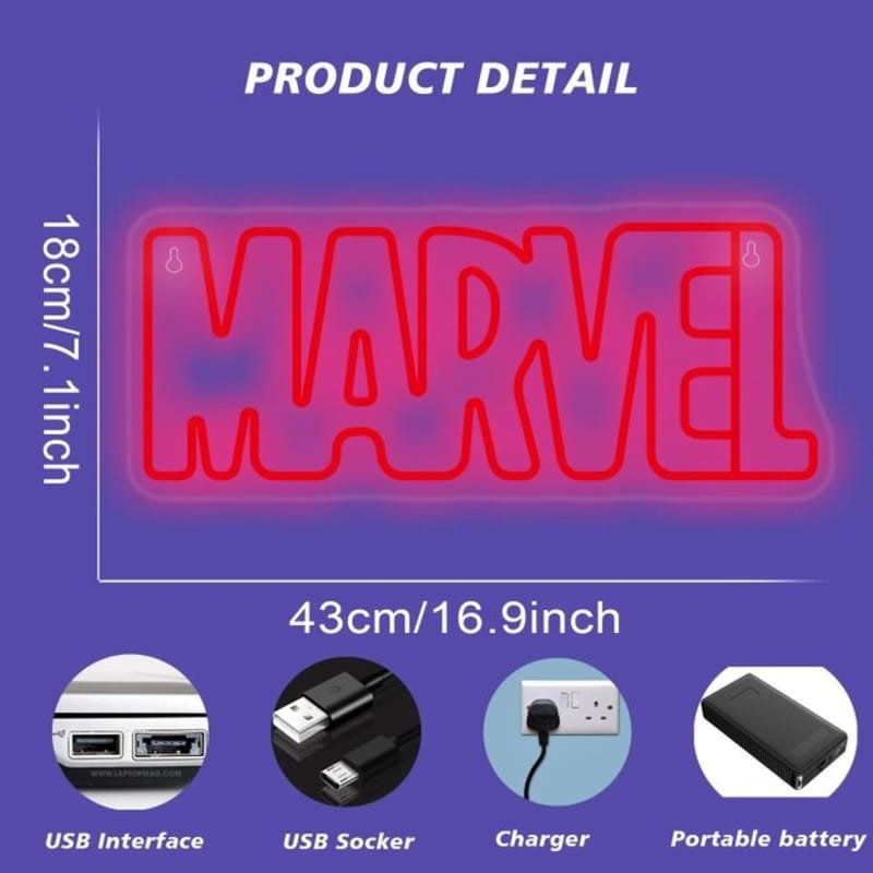Laser Cut Marvel Neon Sign Marvel LED Neon Logo Light