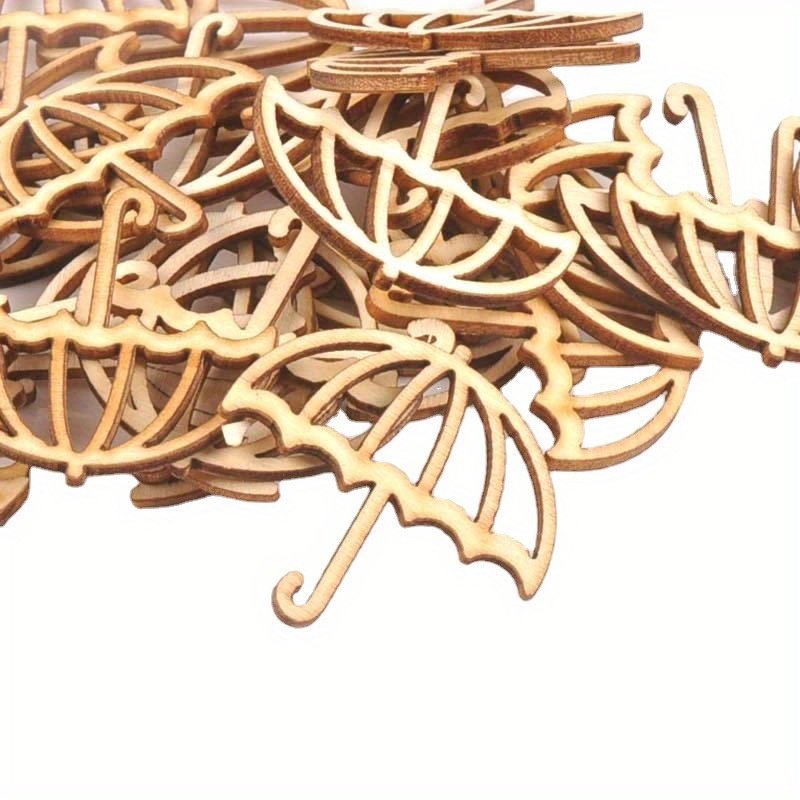 Laser Cut Umbrella Shaped Wooden Hanging Ornaments for DIY Crafts Painting Home Decor