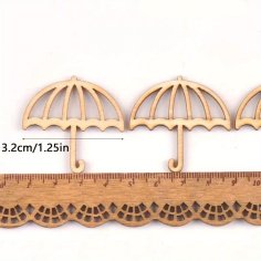 Laser Cut Umbrella Shaped Wooden Hanging Ornaments for DIY Crafts Painting Home Decor