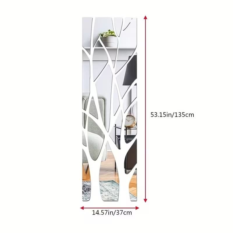 Laser Cut Large Tree Branch Mirror Wall Sticker Acrylic Home Wall Art