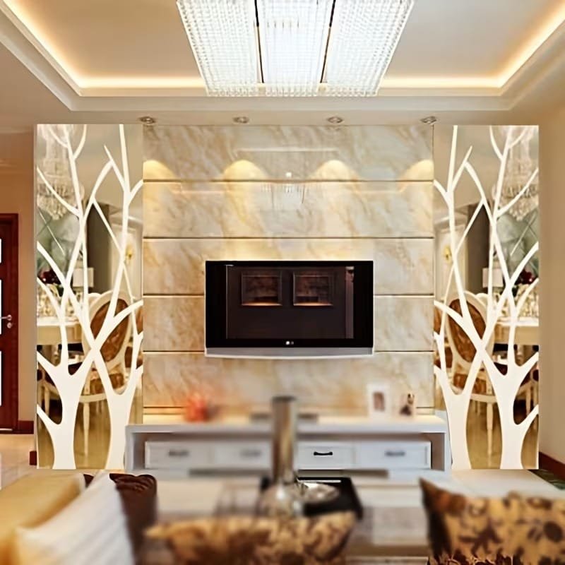 Laser Cut Large Tree Branch Mirror Wall Sticker Acrylic Home Wall Art