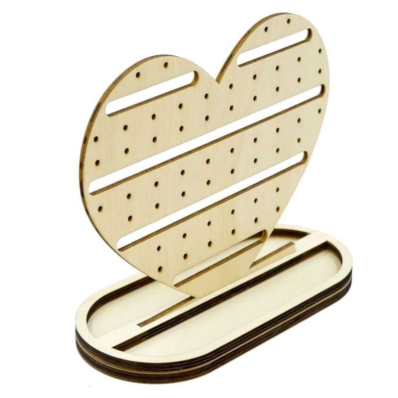 Laser Cut Wooden Heart Shape Earring Display Stand