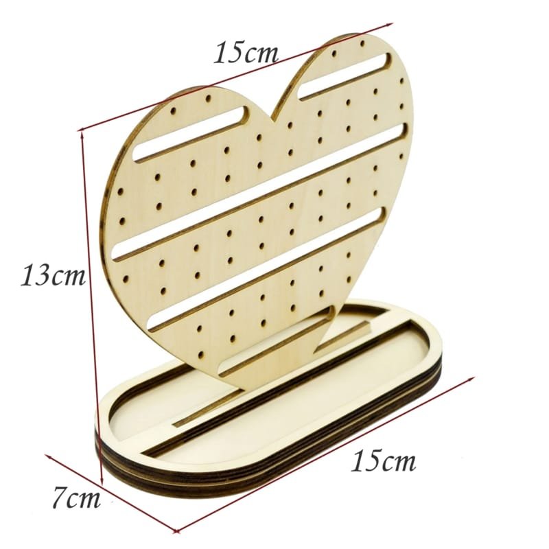 Laser Cut Wooden Heart Shape Earring Display Stand