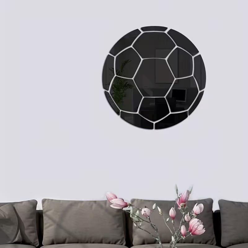 Laser Cut Football Acrylic Mirror Sticker Bedroom Living Room Decor