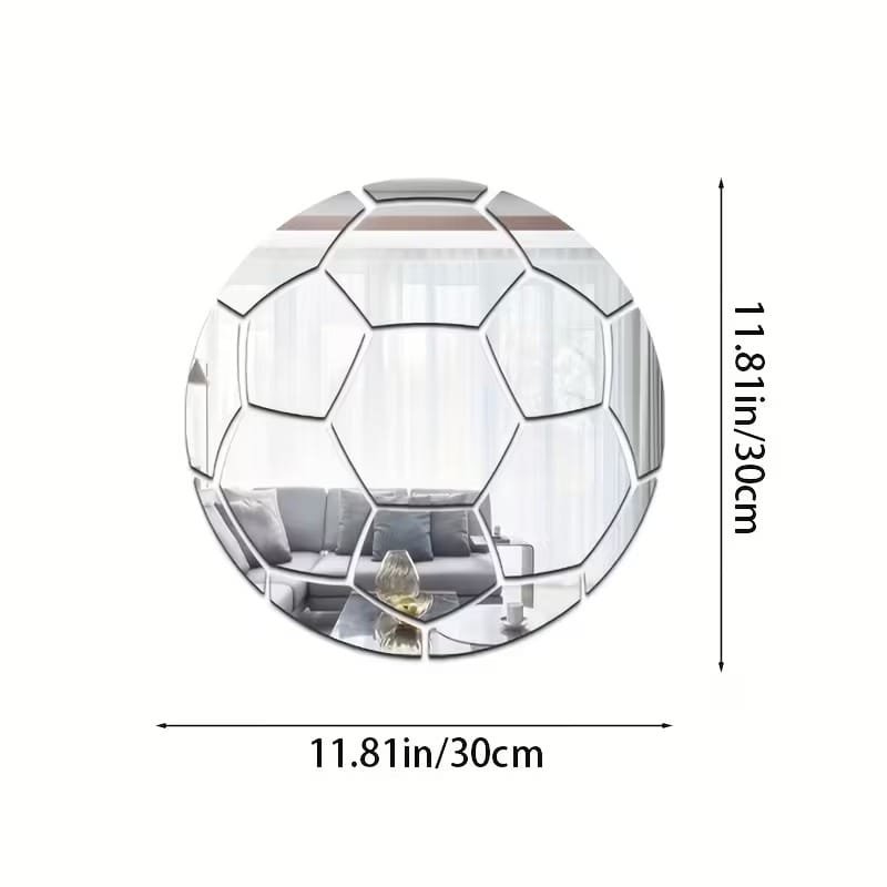 Laser Cut Football Acrylic Mirror Sticker Bedroom Living Room Decor