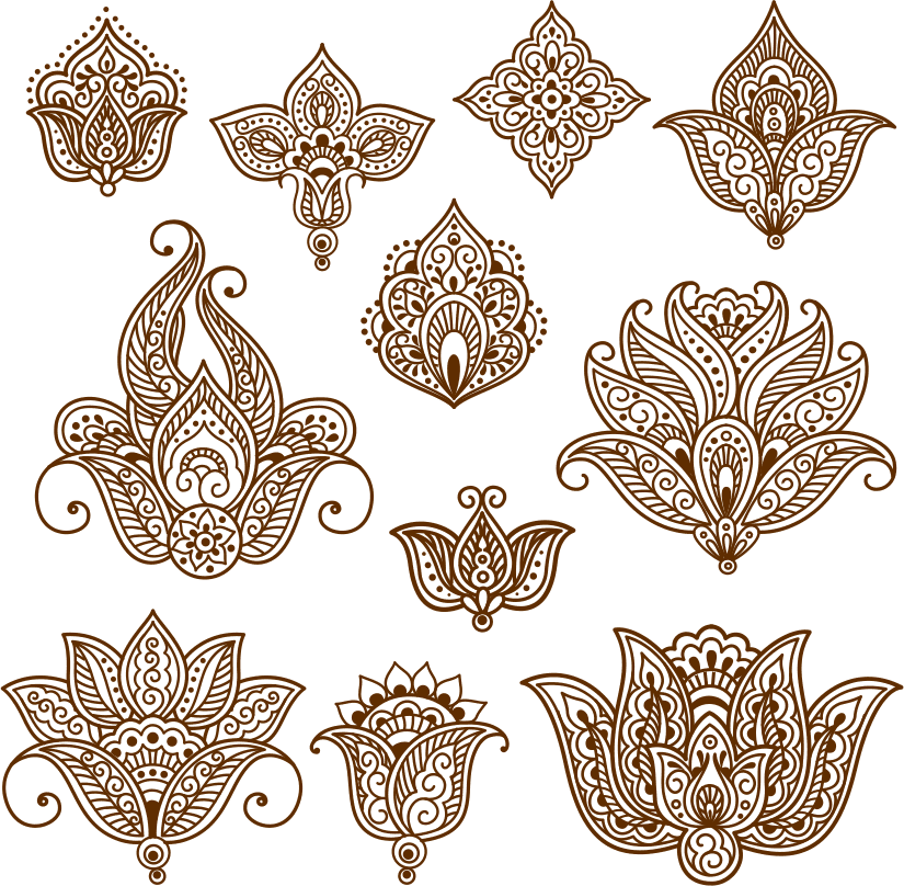 Henna Mehndi tatuaje garabatos diseño vectorial