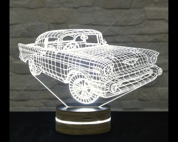 Lámpara de noche de coche LED 3D creativa