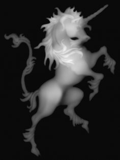 Immagine vettoriale in scala di grigi unicorno