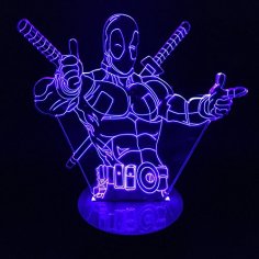 Cool Deadpool 3D ilusión lámpara de mesa