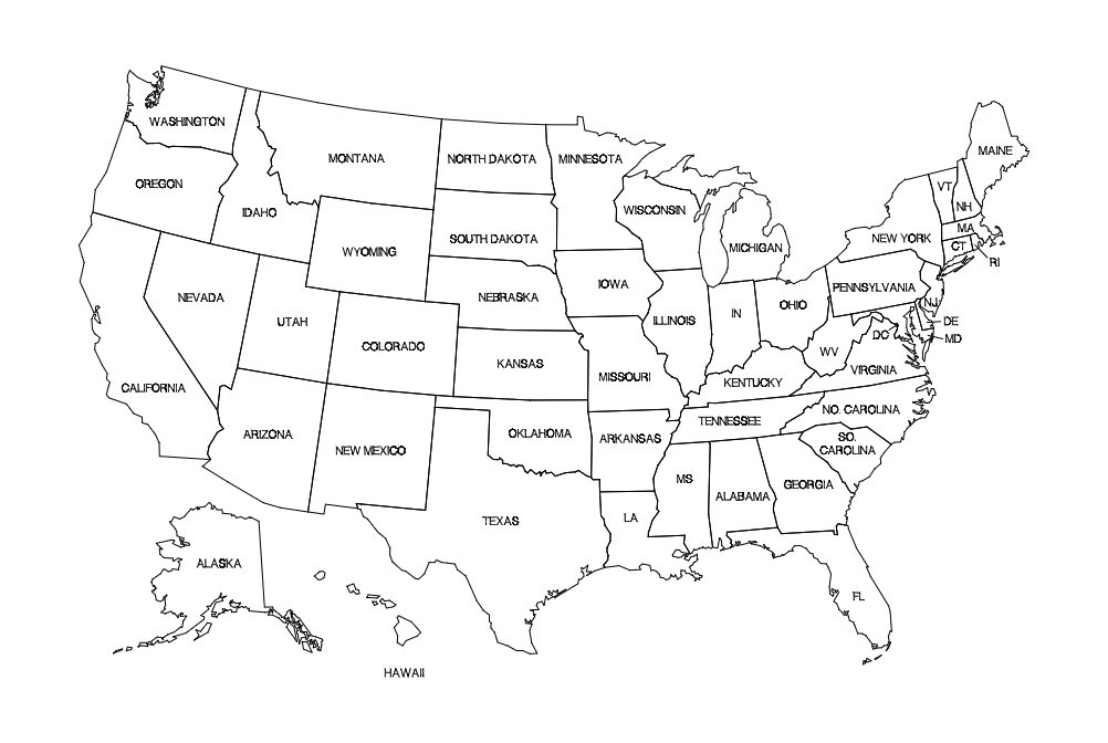 Amerika Birleşik Devletleri Haritası dxf Dosyası