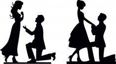 Vecteur de silhouette de mariée et de marié