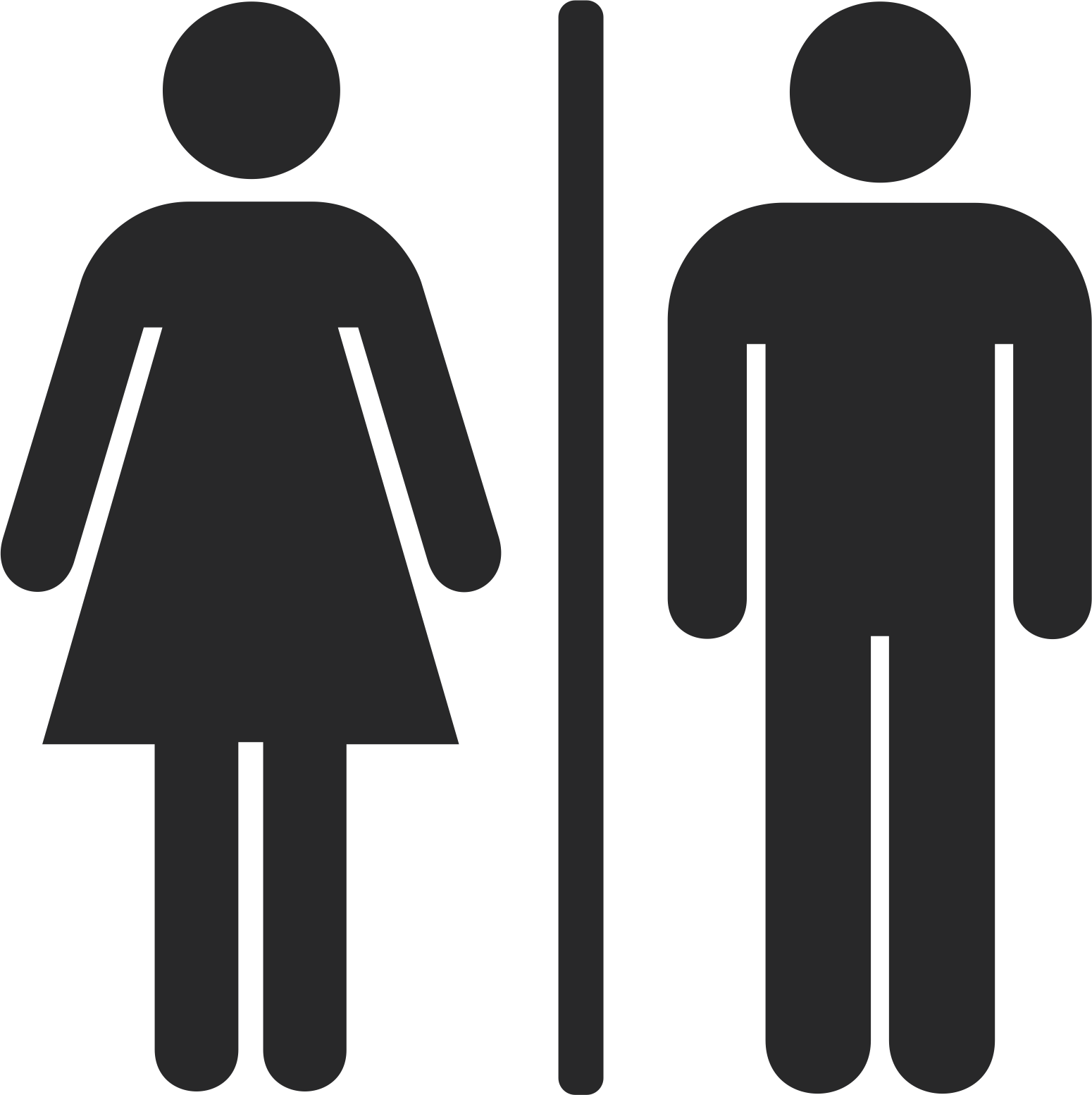 Người đàn ông và phụ nữ trong toilet