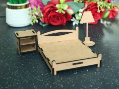 Laser Cut Miniature Dollhouse Bedroom Furniture Free Vector