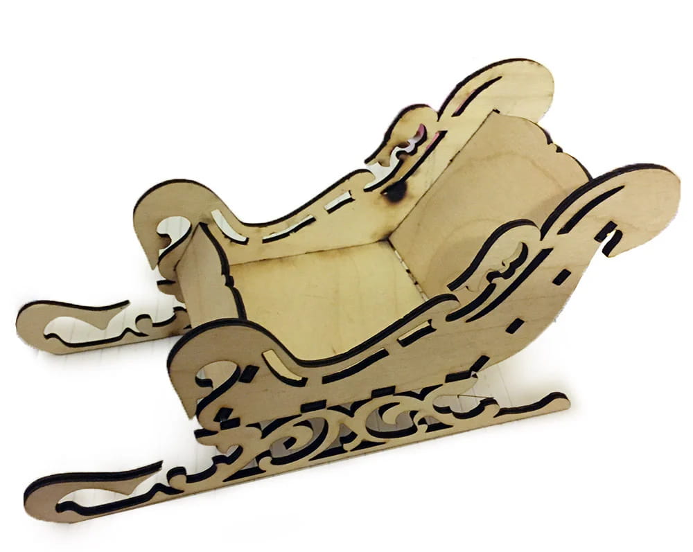 Laser Cut Sleigh 3mm SVG File Free Download - 3axis.co