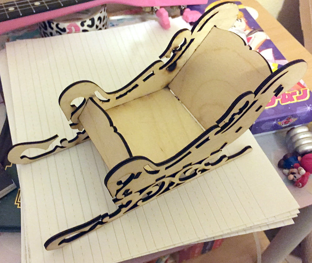 Laser Cut Sleigh 3mm SVG File Free Download - 3axis.co