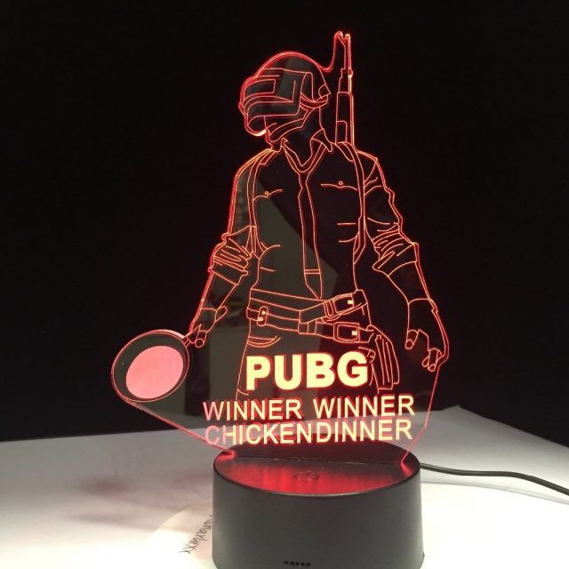 Laser Cut PUBG Mobile 3D Illusion Lamp Winner Winner Chicken Dinner Free Vector