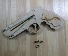 Rompecabezas de madera 3D de revólver DIY cortado con láser