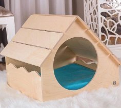 Laser Cut Wooden Cat House Pet Accessories 6mm Free Vector