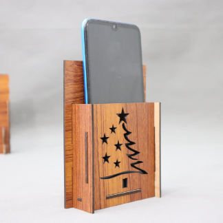 Laser Cut Christmas Tree Wall Phone Holder 3mm Free Vector