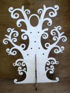 Laser Cut Wooden Tree Jewellery Stand Free Vector