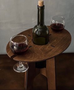 Laserowo wycinana butelka wina i uchwyt na kieliszki mieszczą 2 szklanki