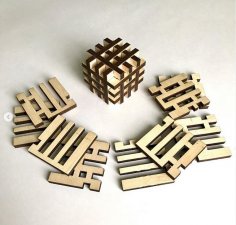 Laser Cut Nine Piece Cube Puzzle Free Vector