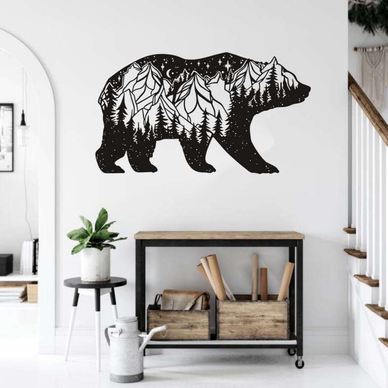Лазерная резка декора стен медведя